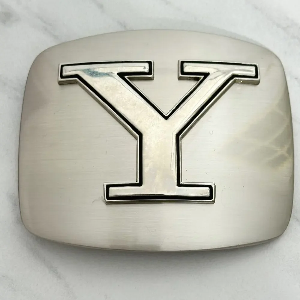 Letter Y Initial Monogram Silver Tone Belt Buckle Western ✨